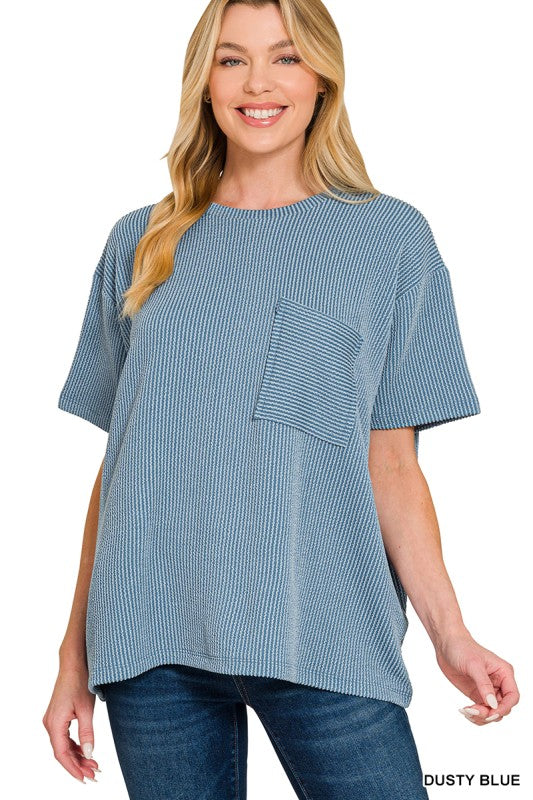 Front Pocket Ribbed Tee