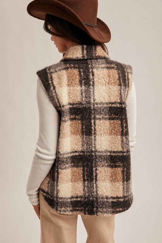 Button Down Plaid Vest