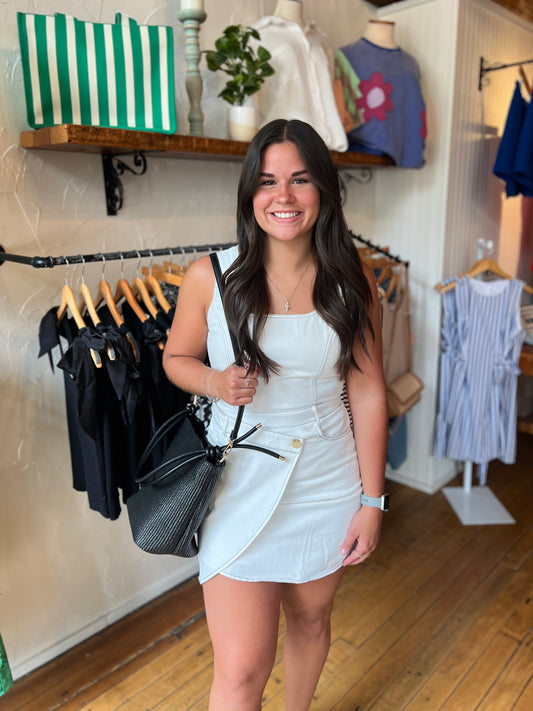 White Faux Wrap Dress