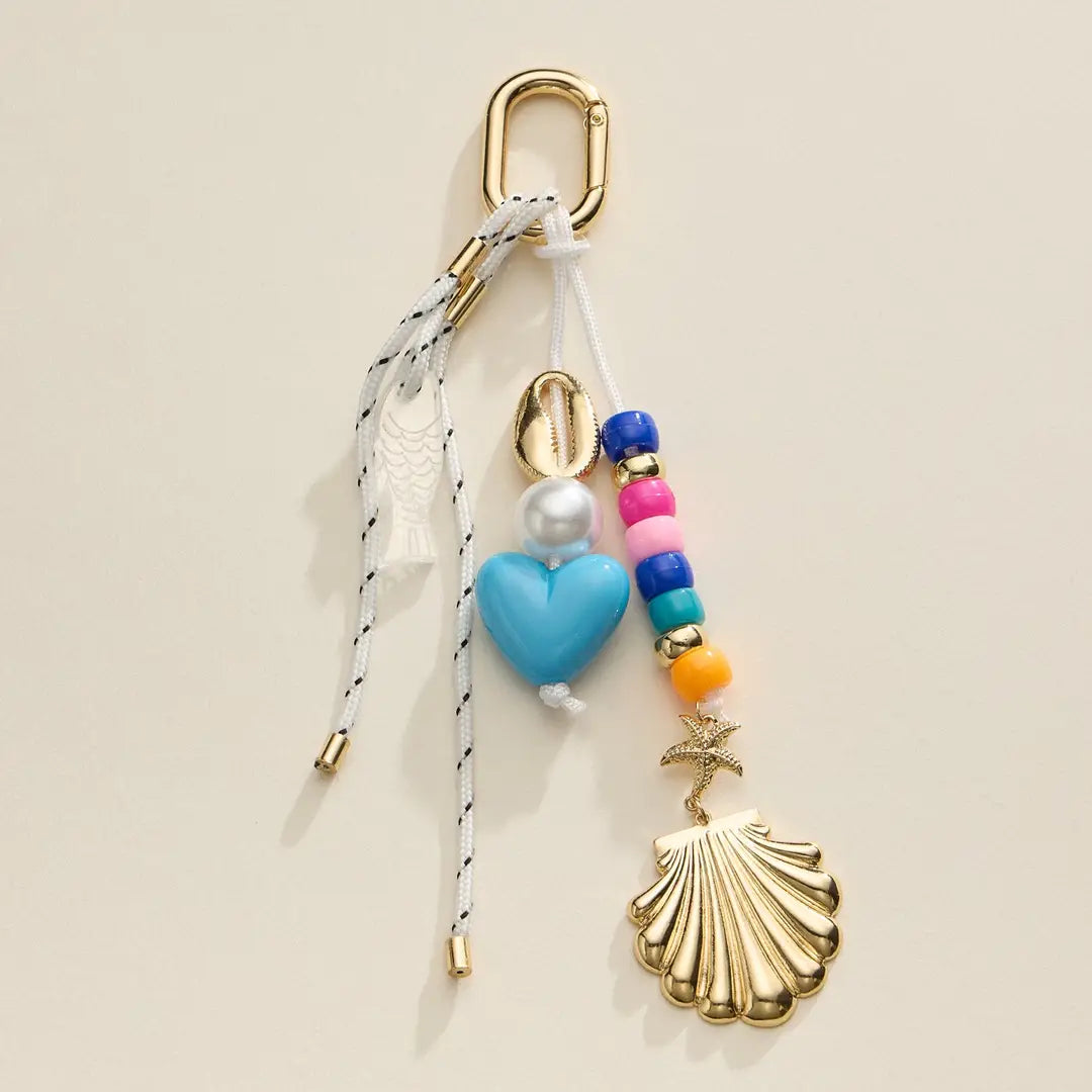 Shell and Heart Bag Charm