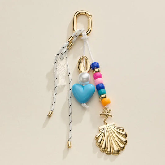 Shell and Heart Bag Charm