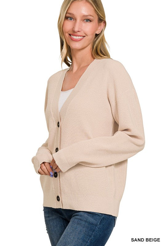 Button Front Soft Viscose Cardigan