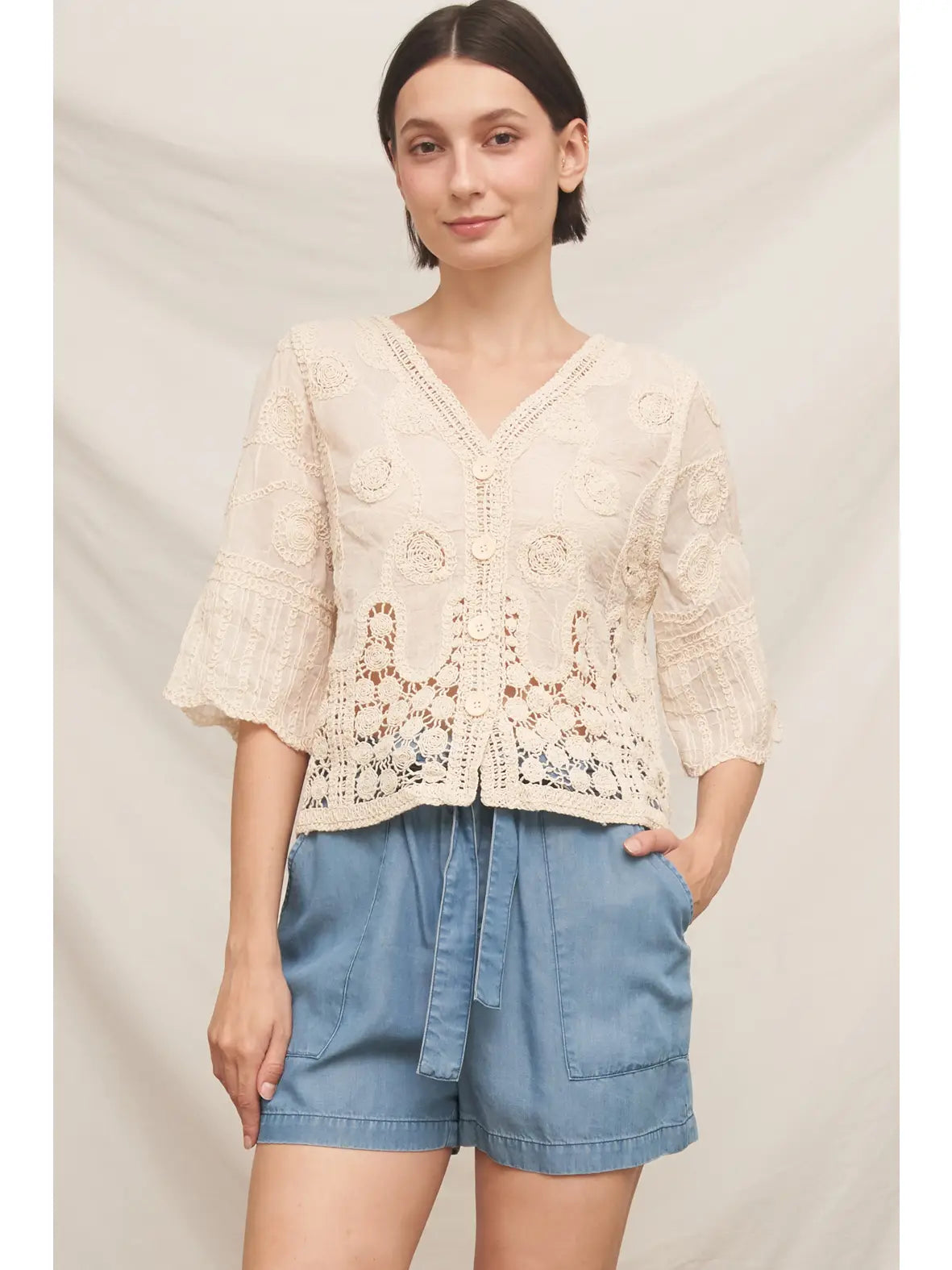 1/2 Sleeve Natural Cardigan