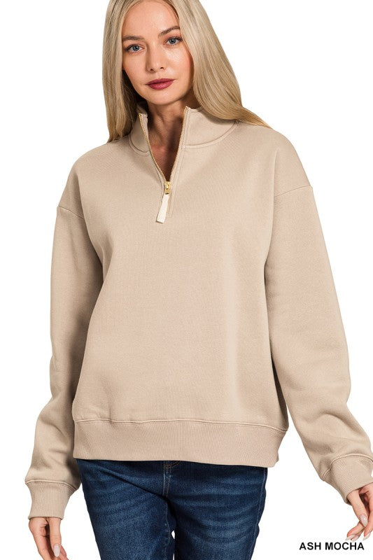 Gold Zip Half Zip Sweatshirt