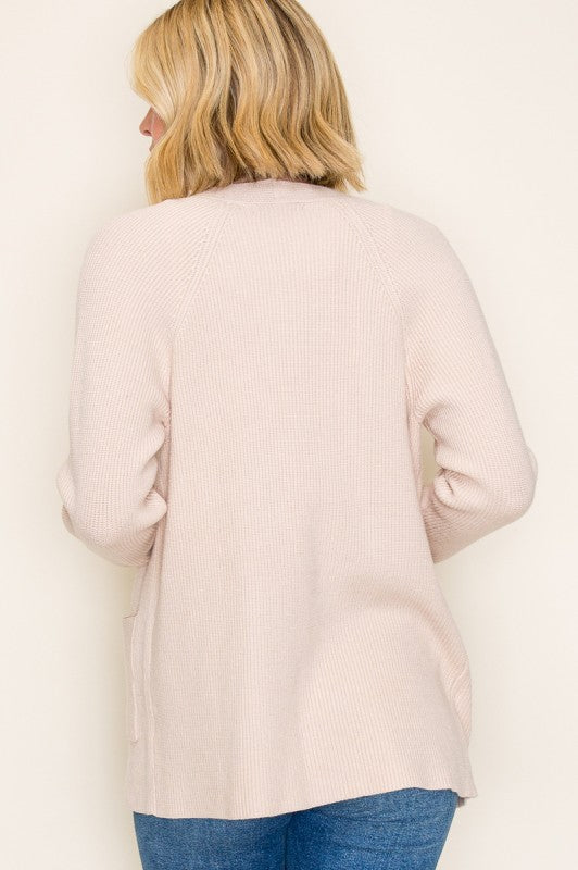 Cream Ribbed Cardigan