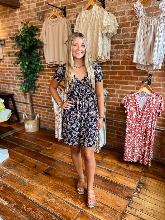 Navy Ditsy Floral Dress