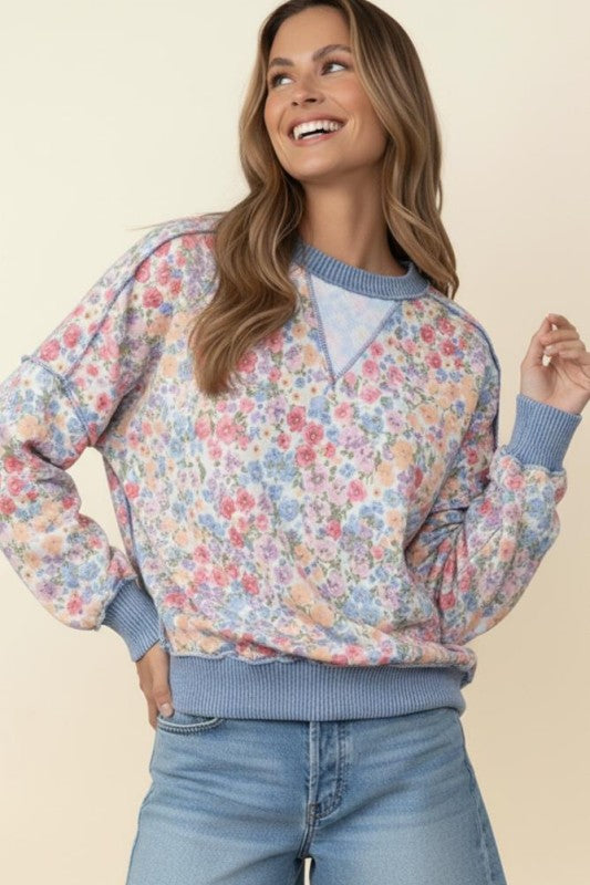 Floral Dolman French Terry Top