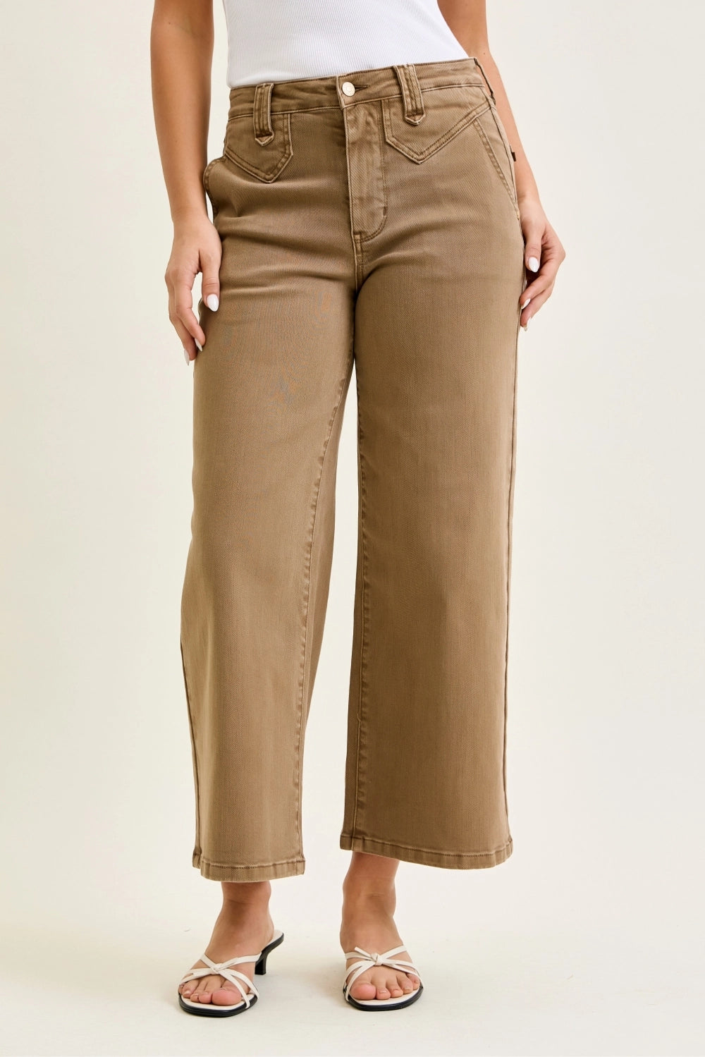 Judy Blue Golden Brown Crop Vintage Front