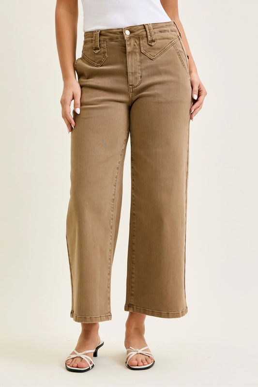 Judy Blue Golden Brown Crop Vintage Front