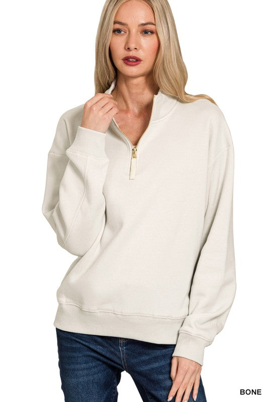 Gold Zip Half Zip Sweatshirt