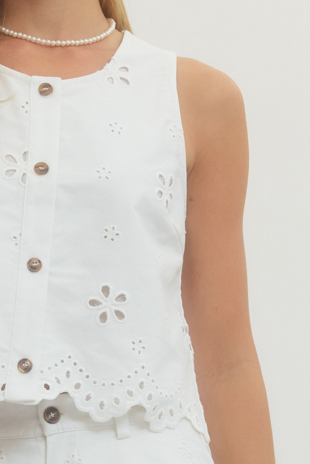 Eyelet Scalloped Top