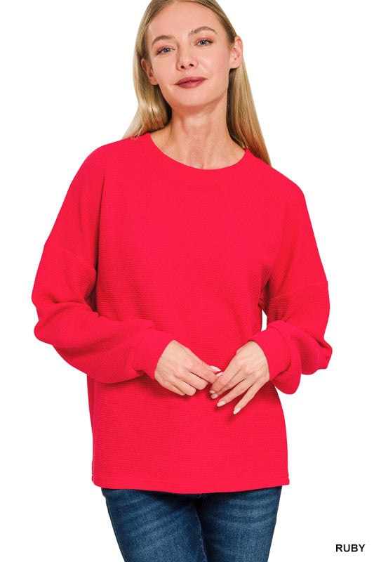 Double Knit Round Neck Long Sleeve
