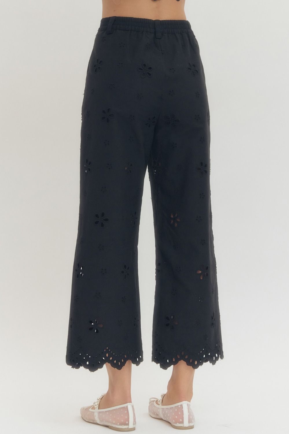 Eyelet Scalloped Pants