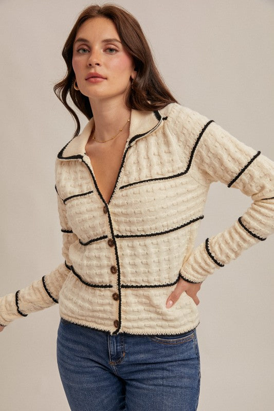 Collared Stripe Cardigan