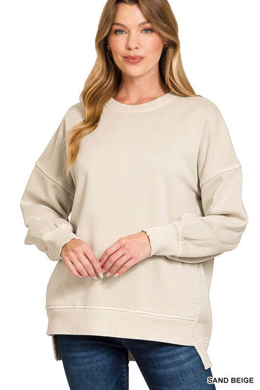 Hi Lo Fleece Pocket Sweatshirt Pigment Dyed