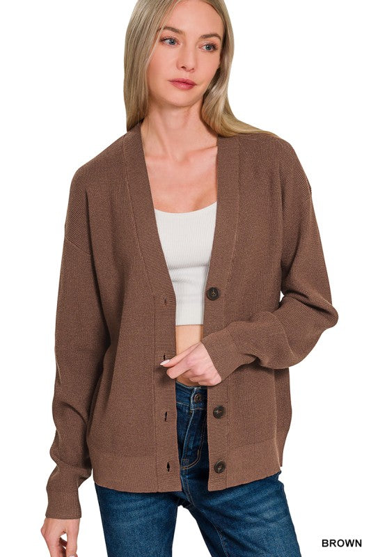 Button Front Soft Viscose Cardigan