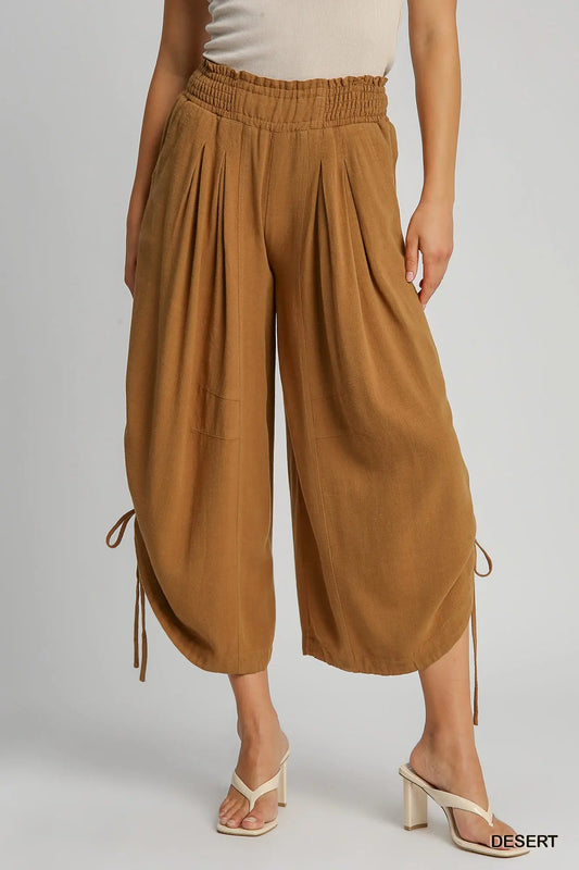 Cotton/linen Desert Tie Bottom Pants