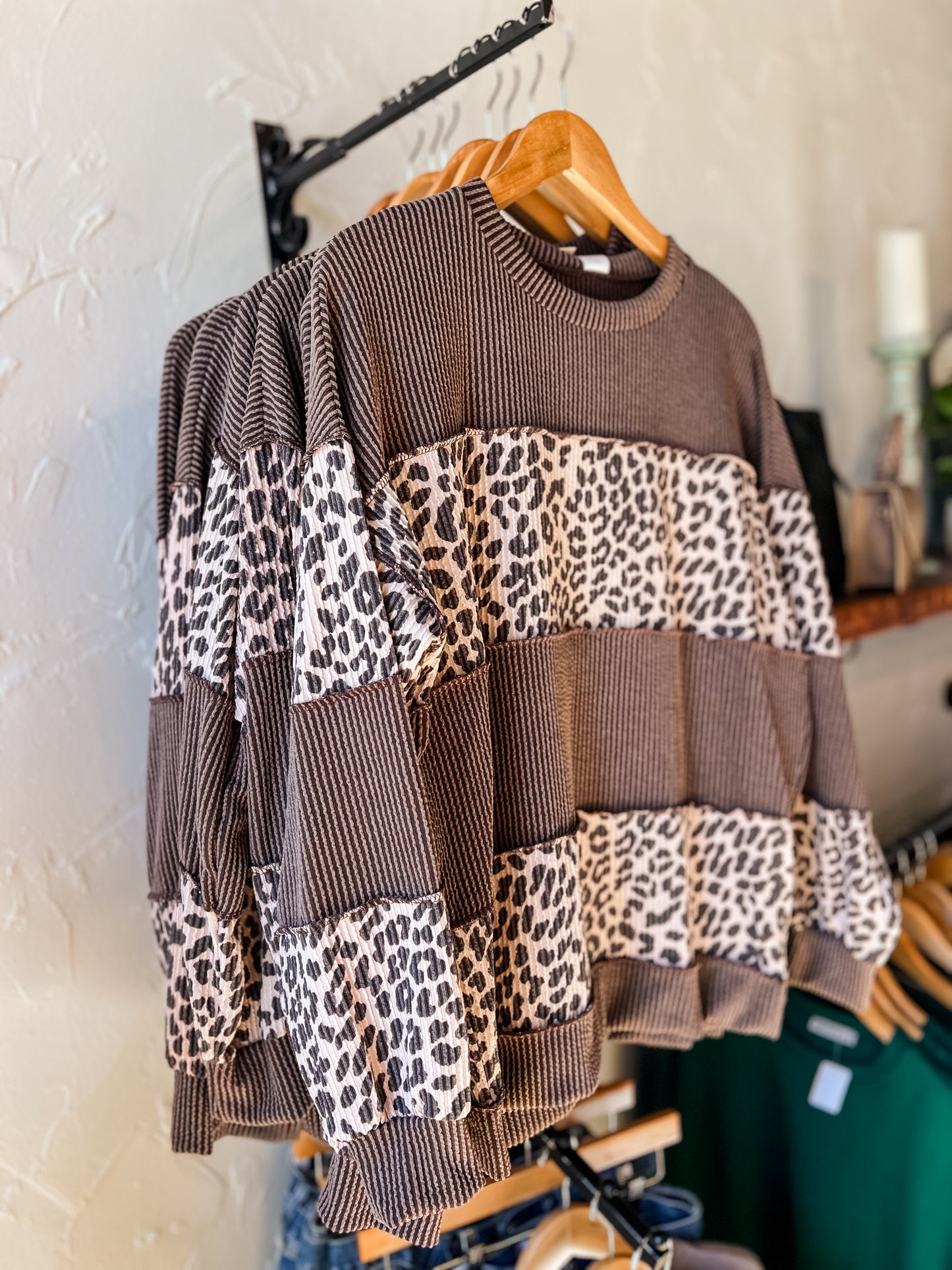 Leopard Colorblock Top