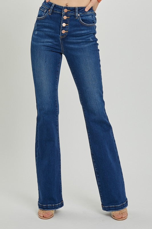 High Rise Bootcut Button Fly Jeans