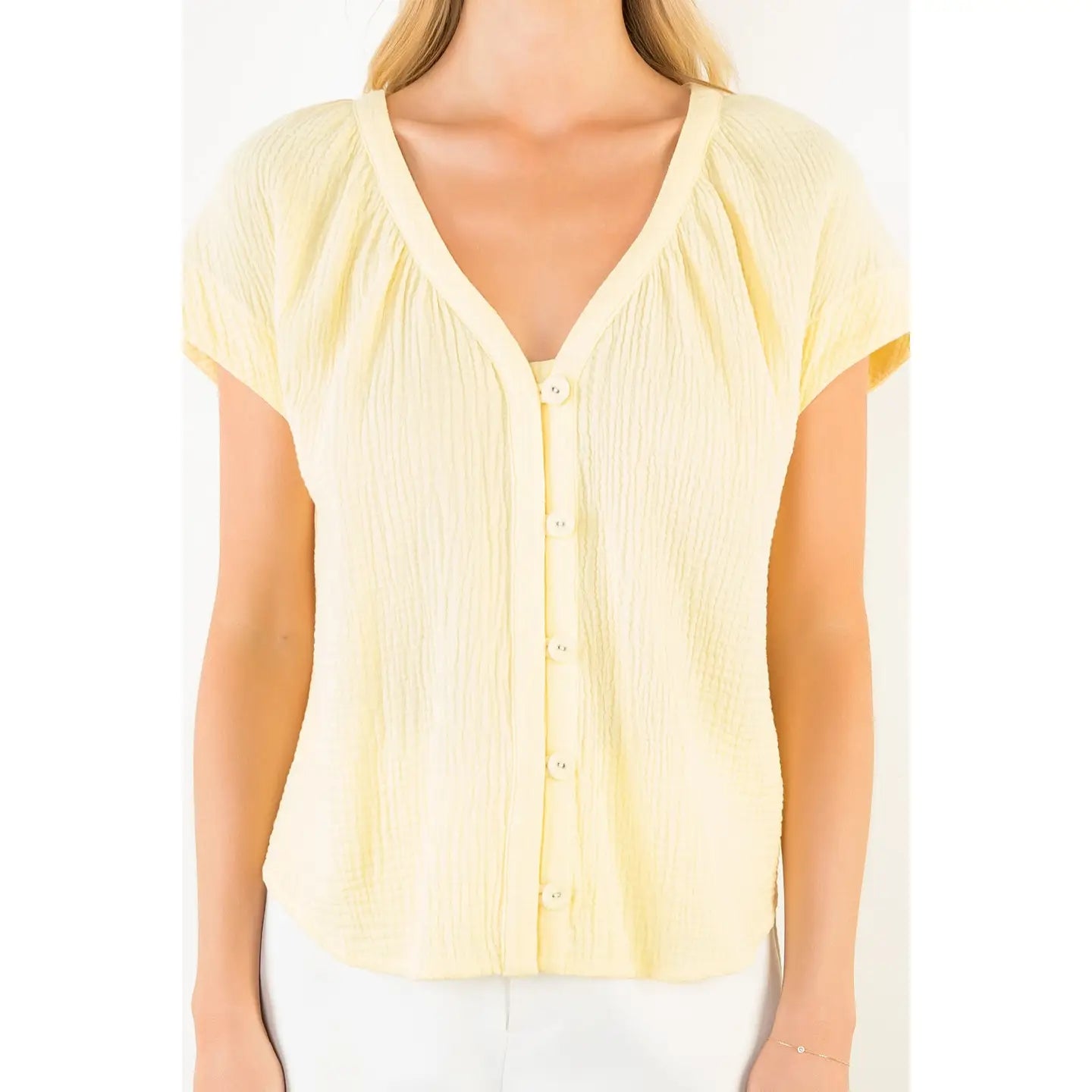 Cotton Gauze Button THML top