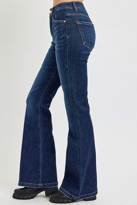 Tummy Control High Rise Flare Dark Jeans