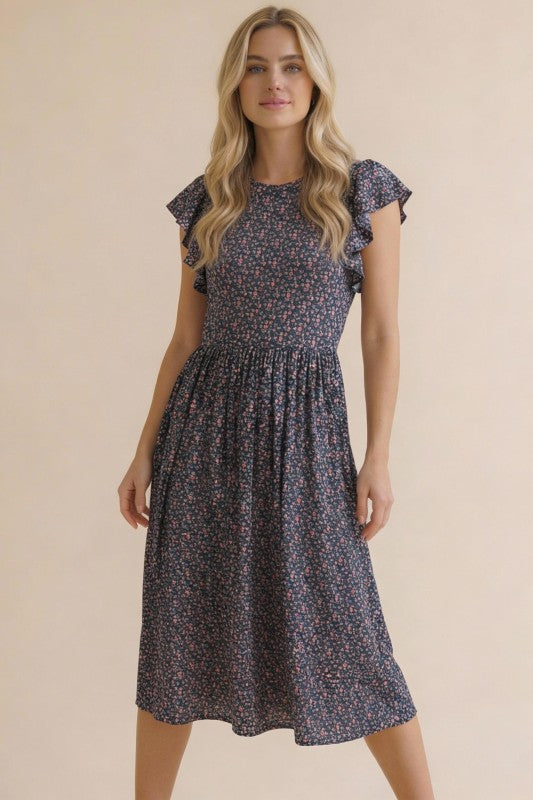 Floral Midi Soft Knit Dress