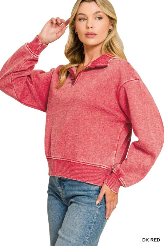 Acid Wash Half Zip
