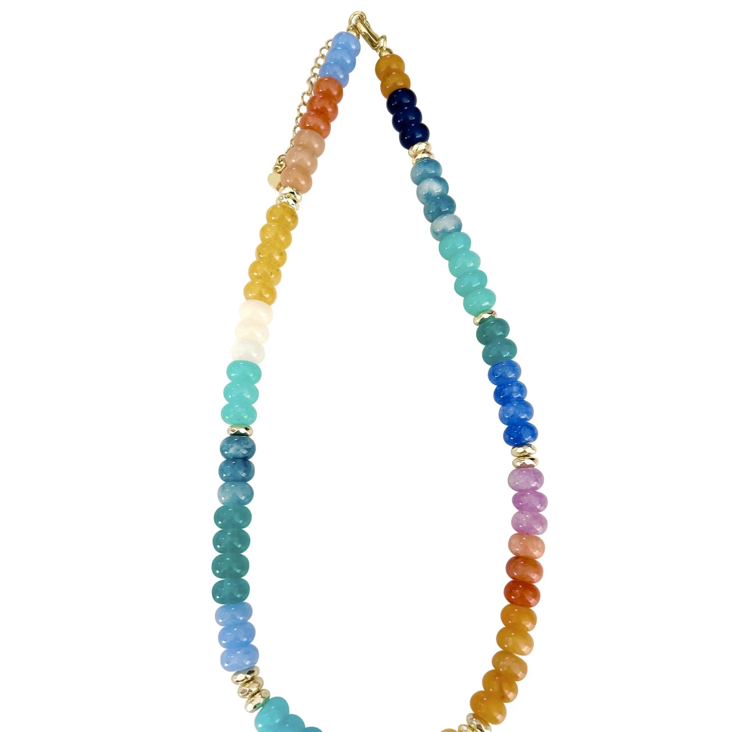 Rainbow Necklace w Gold Beads