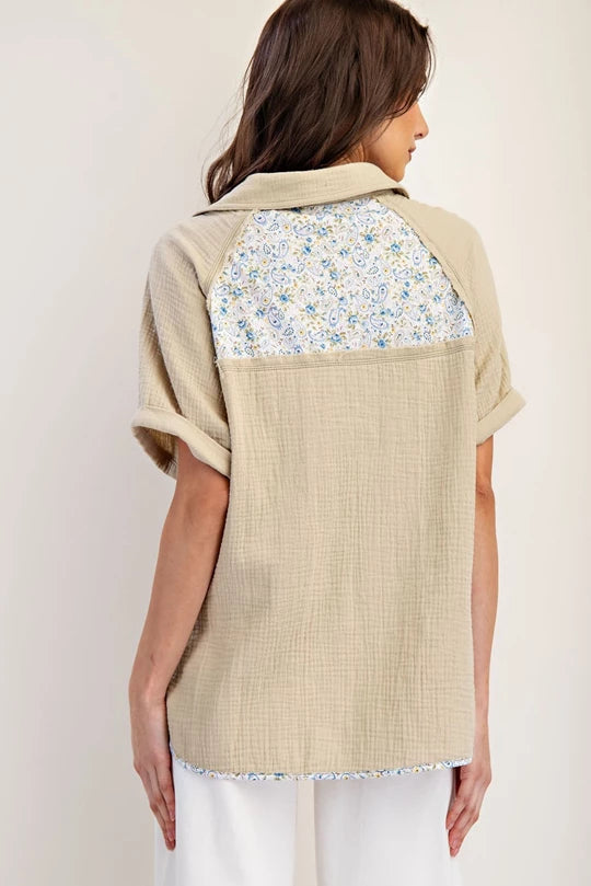Paisley Print Mineral Wash Soft Gauze Top