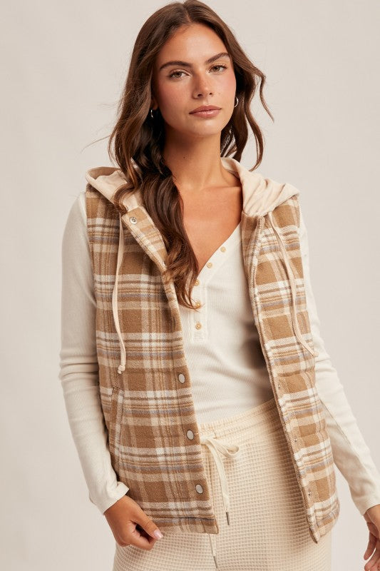 Plaid Hooded Vest