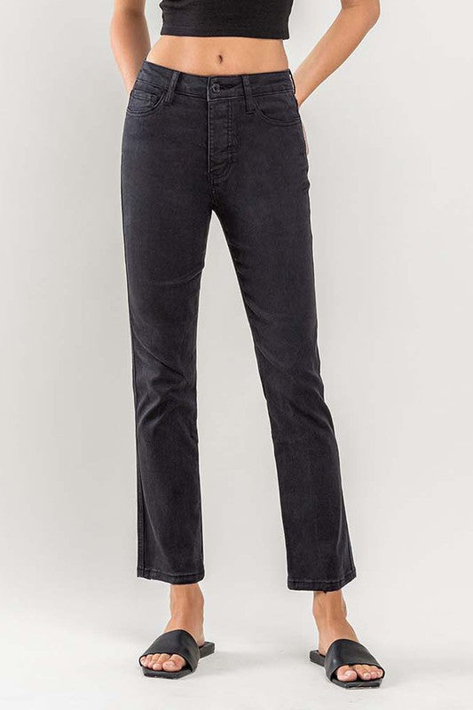 Black High Rise Striaght Denim