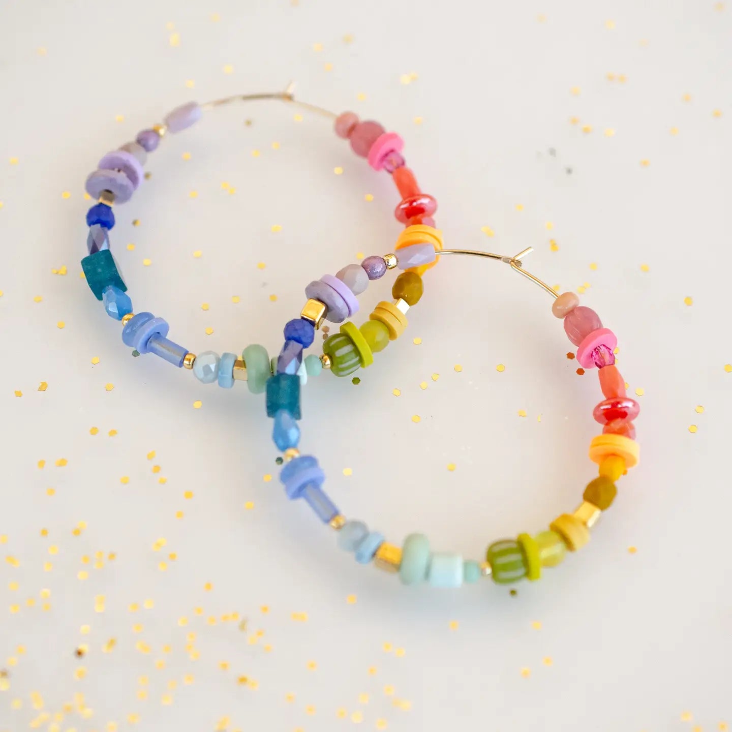 Pearl and Pastel Beaded Hoops