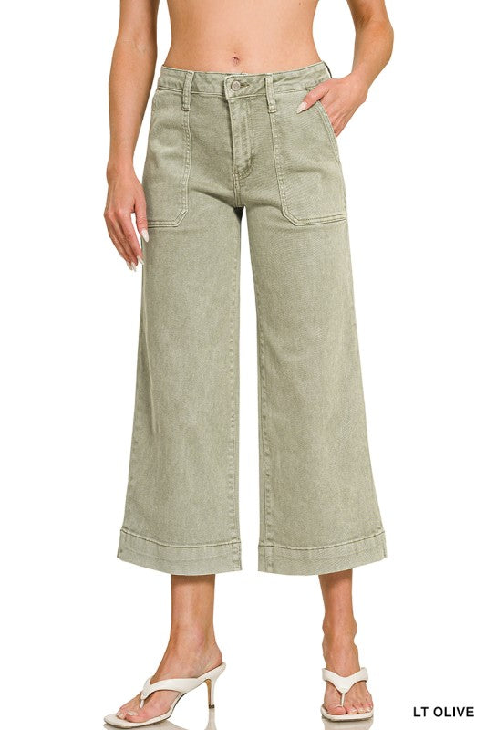 Cropped Wide Leg Color Pants