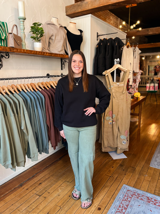 Olive Wide Leg Frayed Denim