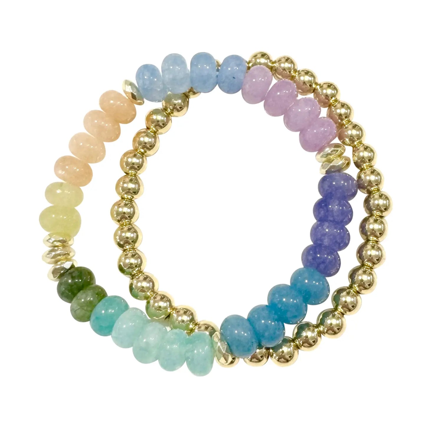 Light Rainbow Bracelet w Gold Bracelet
