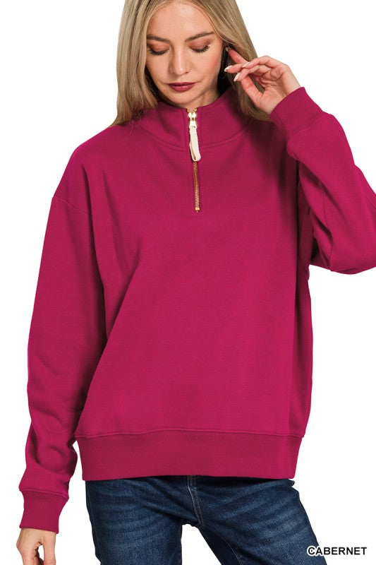 Gold Zip Half Zip Sweatshirt