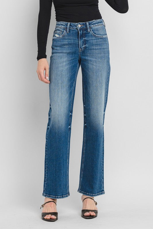 High Rise Full Length Slim Wide Denim