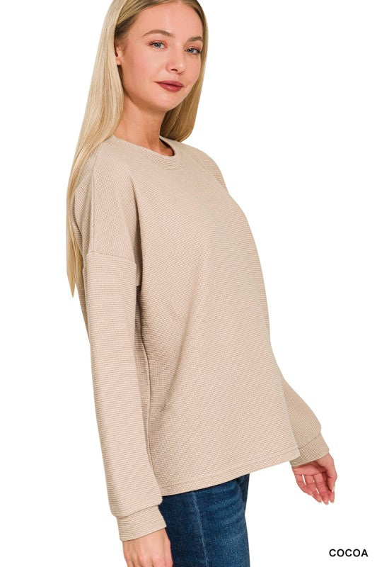 Double Knit Round Neck Long Sleeve