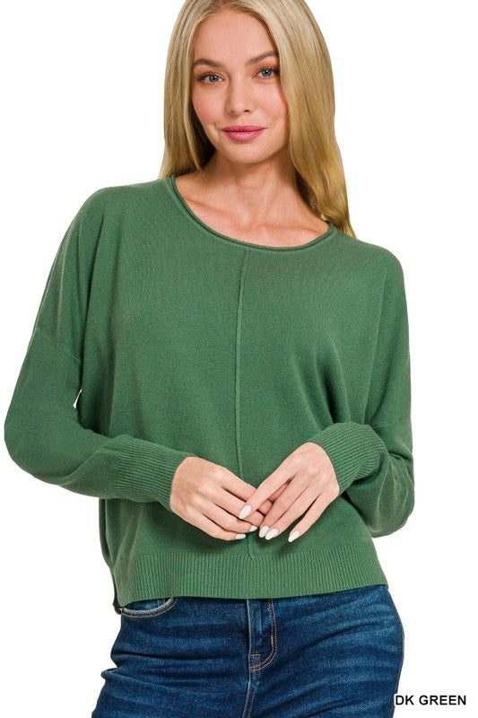 Viscose Front Seamed Round Neck Sweater