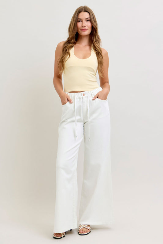 Judy Blue White Tie Waist Jeans