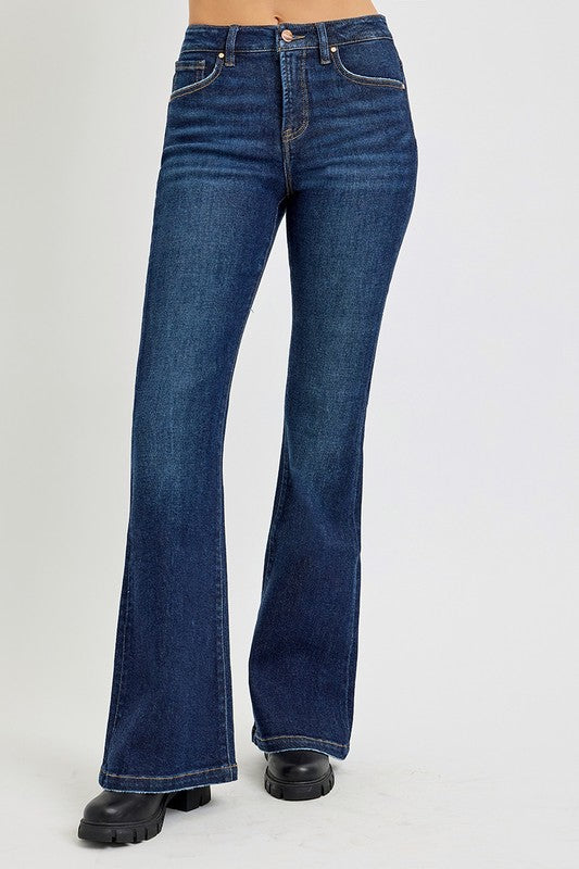 Tummy Control High Rise Flare Dark Jeans