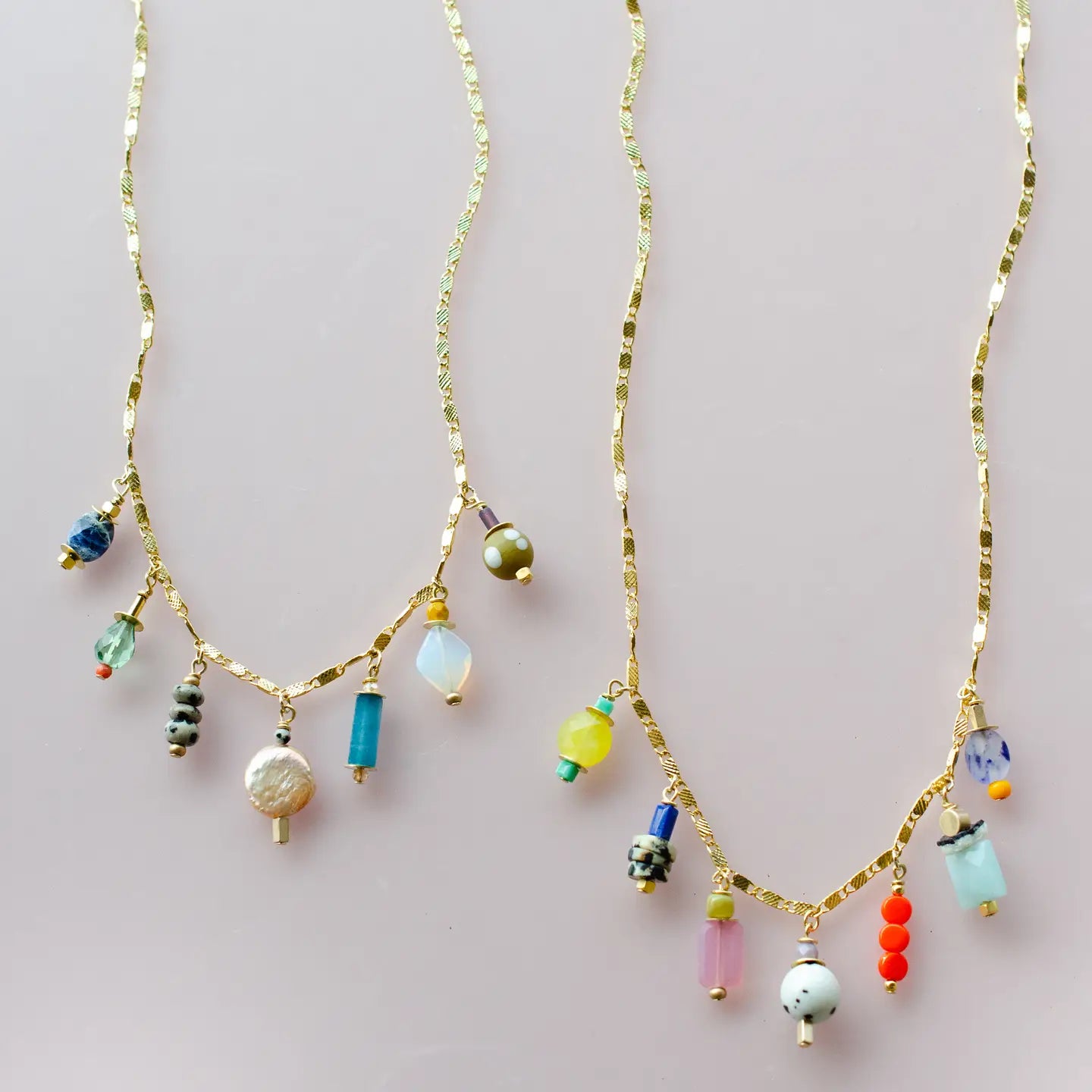Colorful Beaded Charm Necklace