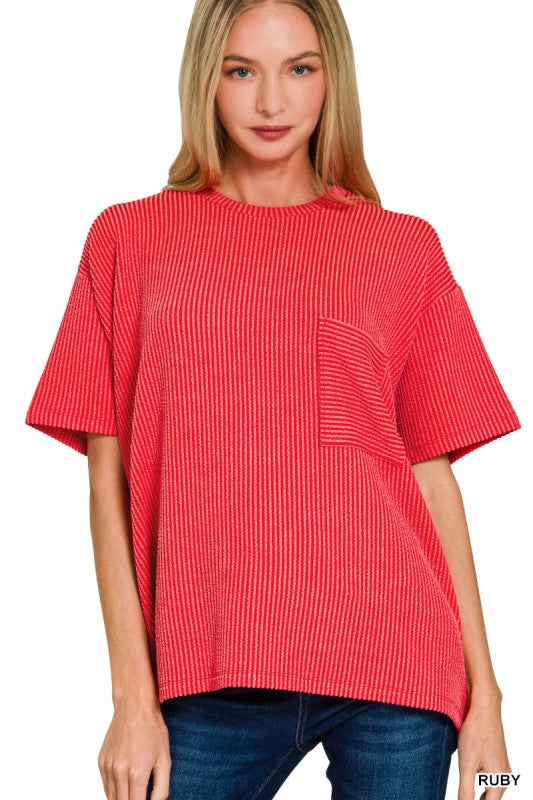Front Pocket Ribbed Tee
