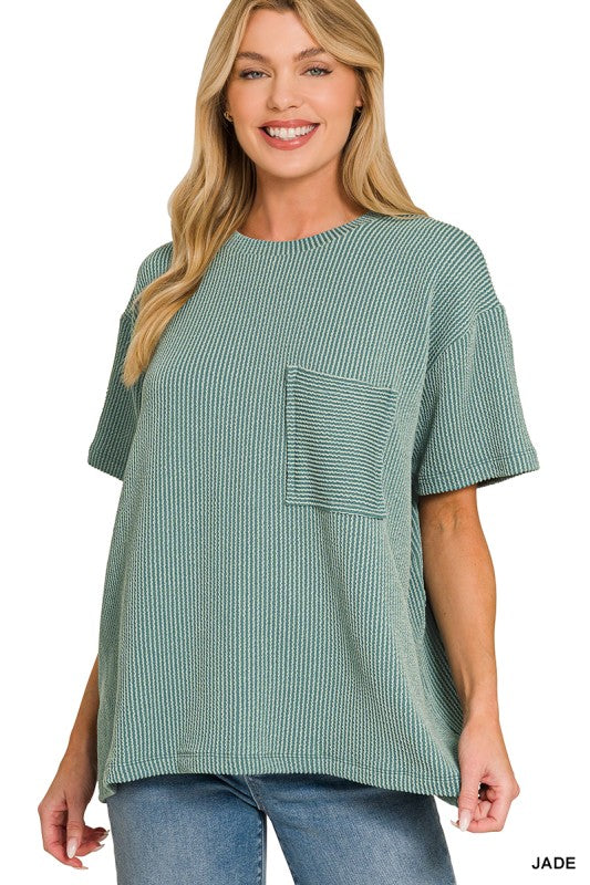Front Pocket Ribbed Tee