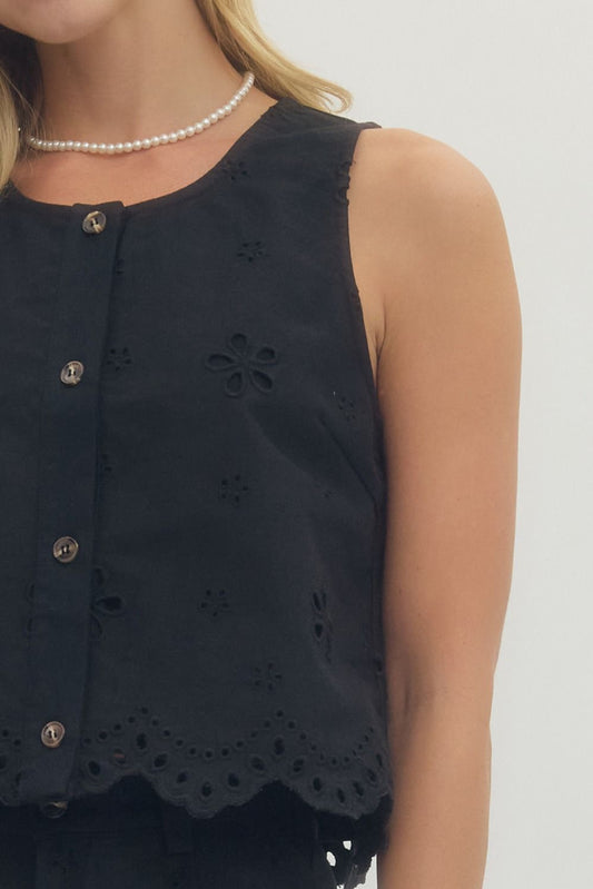 Eyelet Scalloped Top