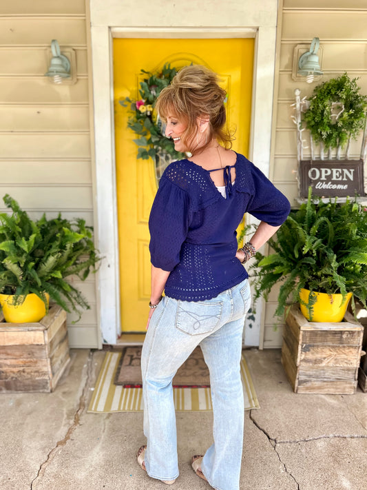 Crochet top navy