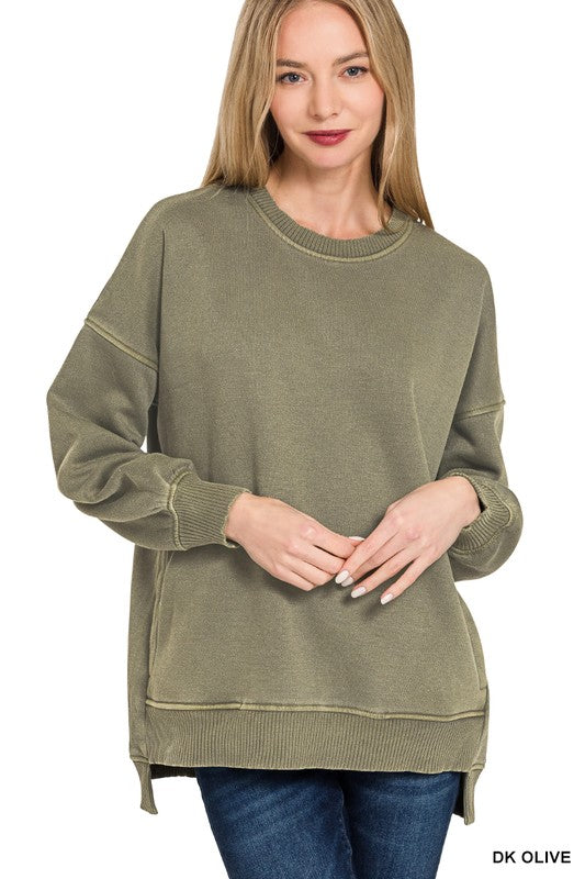 Hi Lo Fleece Pocket Sweatshirt Pigment Dyed