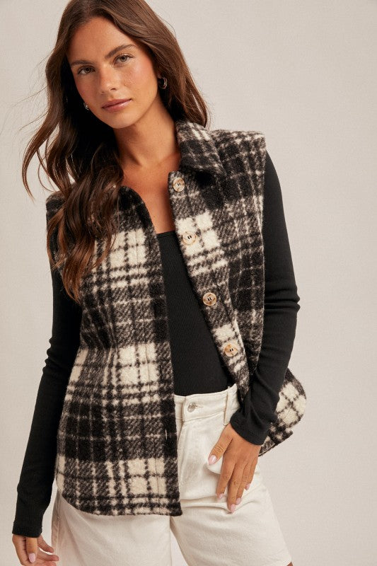 Button Down Plaid Vest