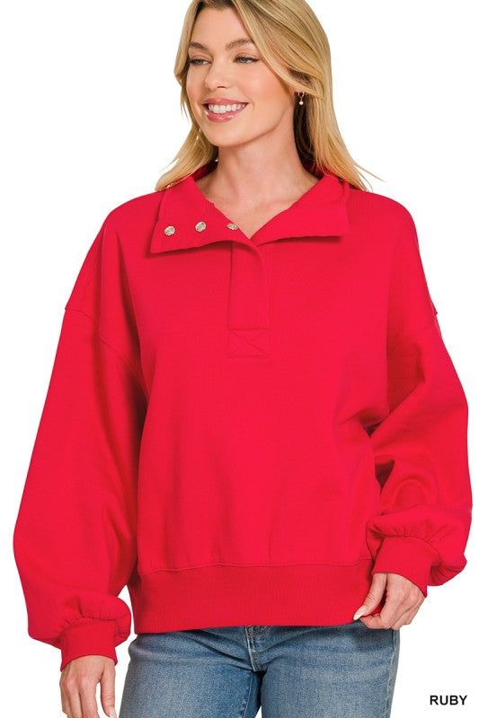 Fleece Half Snap Sweatshirt