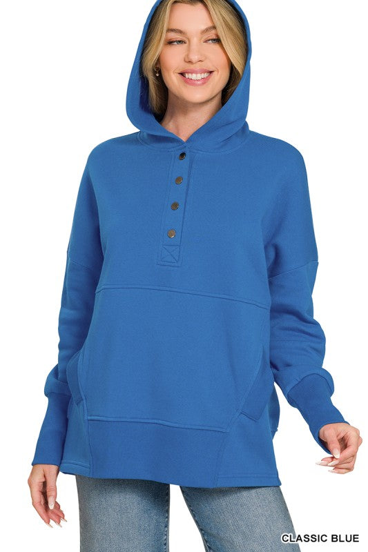 Button Down Hoodie Longer Length